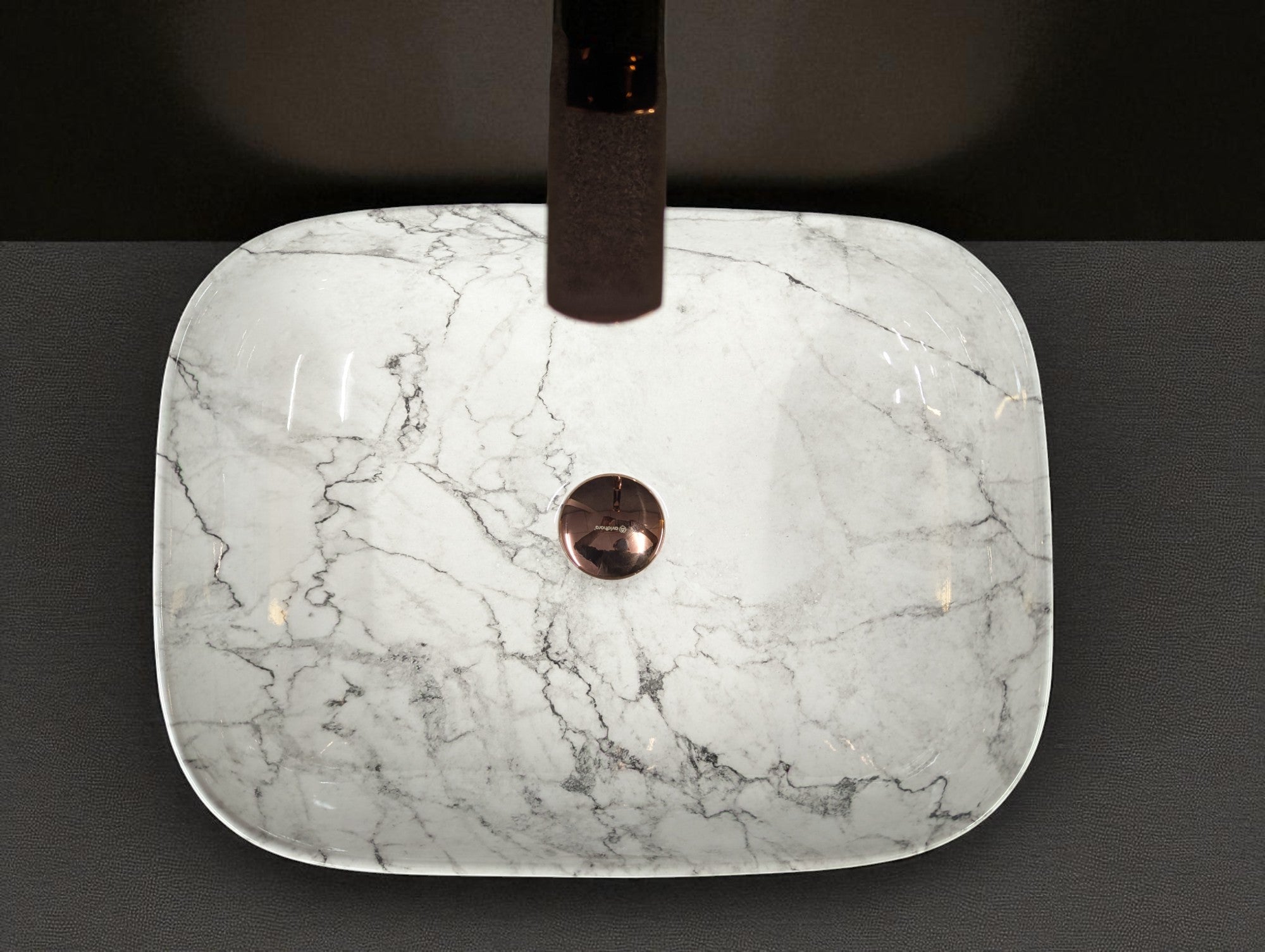 DELTA Premium Marble Designer Ceramic Wash Basin (18x13x5) Table Top Basin (White)