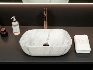 DELTA Premium Designer Ceramic Wash Basin(08) Designer Wash Basin(0008) Table Top Basin  (White & Gray)