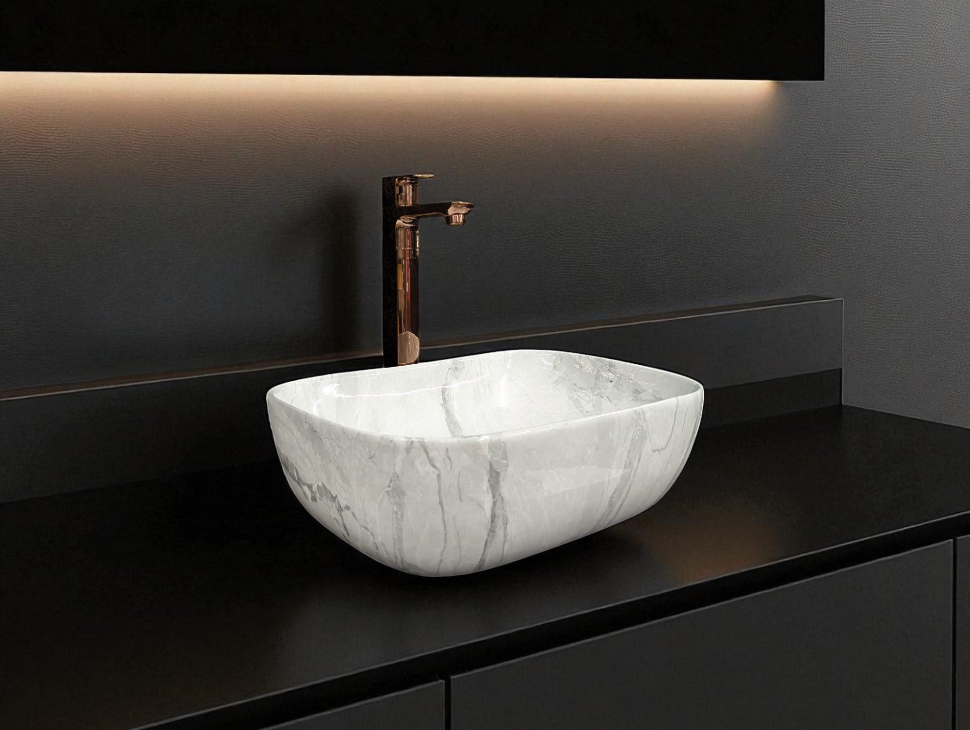 DELTA Premium Designer Ceramic Wash Basin(08) Designer Wash Basin(0008) Table Top Basin  (White & Gray)
