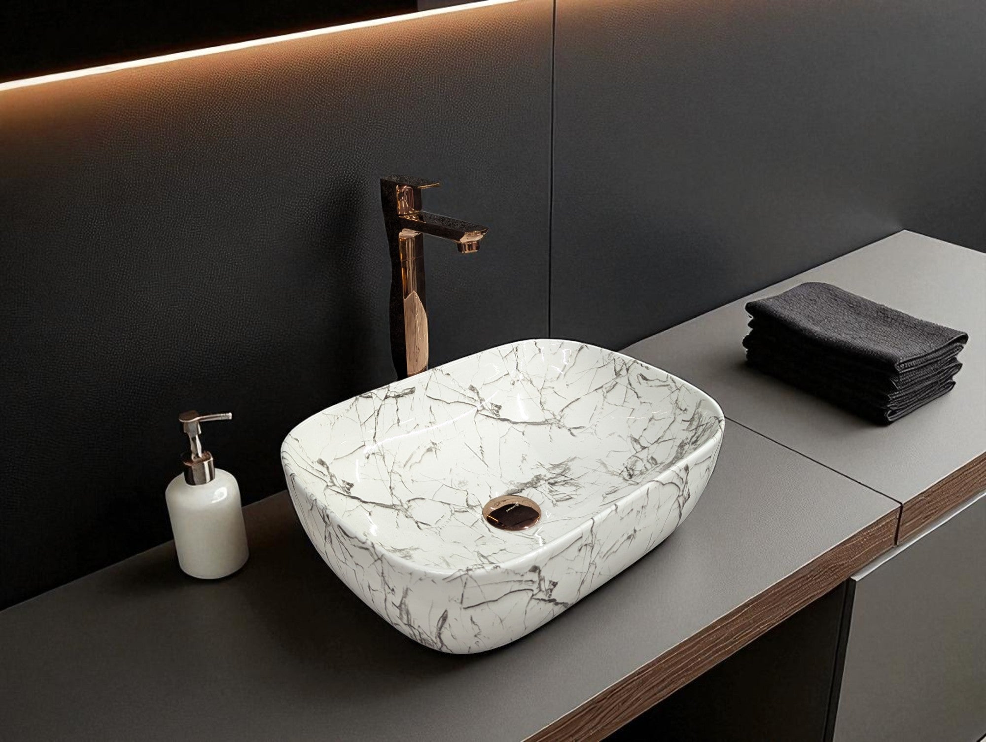DELTA Premium Designer Ceramic Wash Basin(0006) (18x13x5)(0006) Table Top Basin (White)