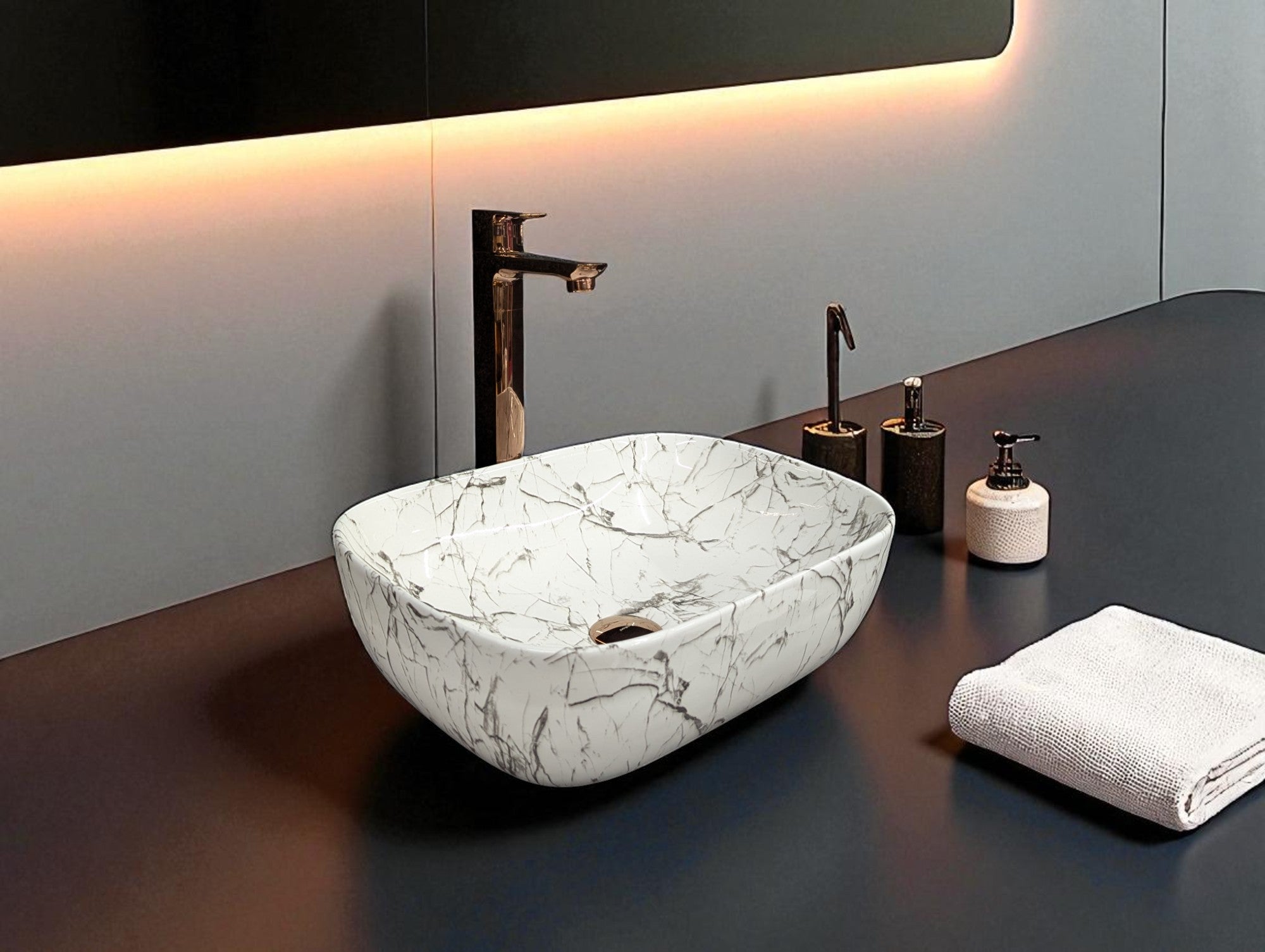 DELTA Premium Designer Ceramic Wash Basin(M06) (18*13*5) Table Top Basin
