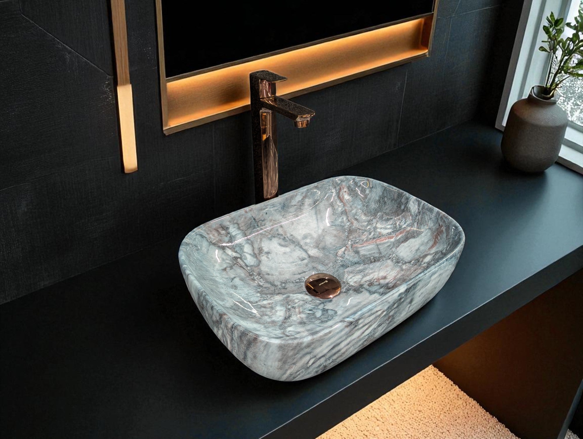Delta Premium Designer Ceramic Wash Basin(0016) (18x13x5)(0016) Table Top Basin
