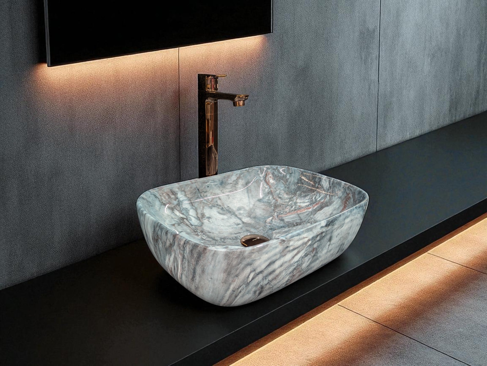 Delta Premium Designer Ceramic Wash Basin(0016) (18x13x5)(0016) Table Top Basin