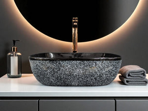DELTA Premium Designer Ceramic Wash Basin(0022) (18x13x5)(0022) Table Top Basin (Black)