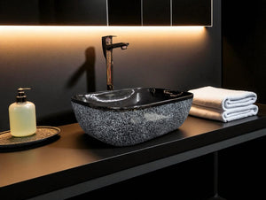 DELTA Premium Designer Ceramic Wash Basin(0022) (18x13x5)(0022) Table Top Basin (Black)