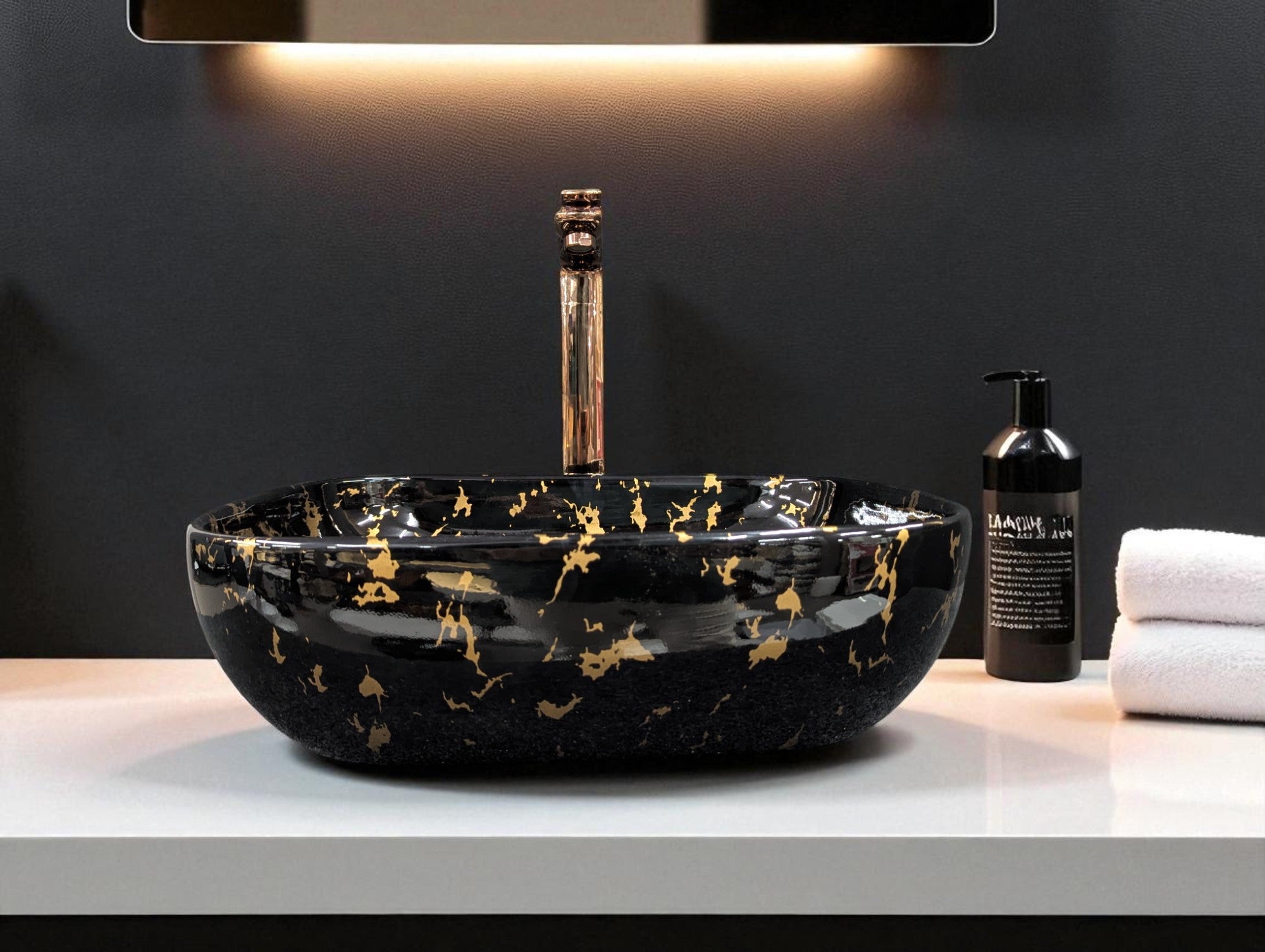 DELTA Premium Designer Ceramic Wash Basin(0024) RJ-1024 Table Top Basin  (Black)