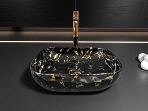 DELTA Premium Designer Ceramic Wash Basin(0024) RJ-1024 Table Top Basin  (Black)