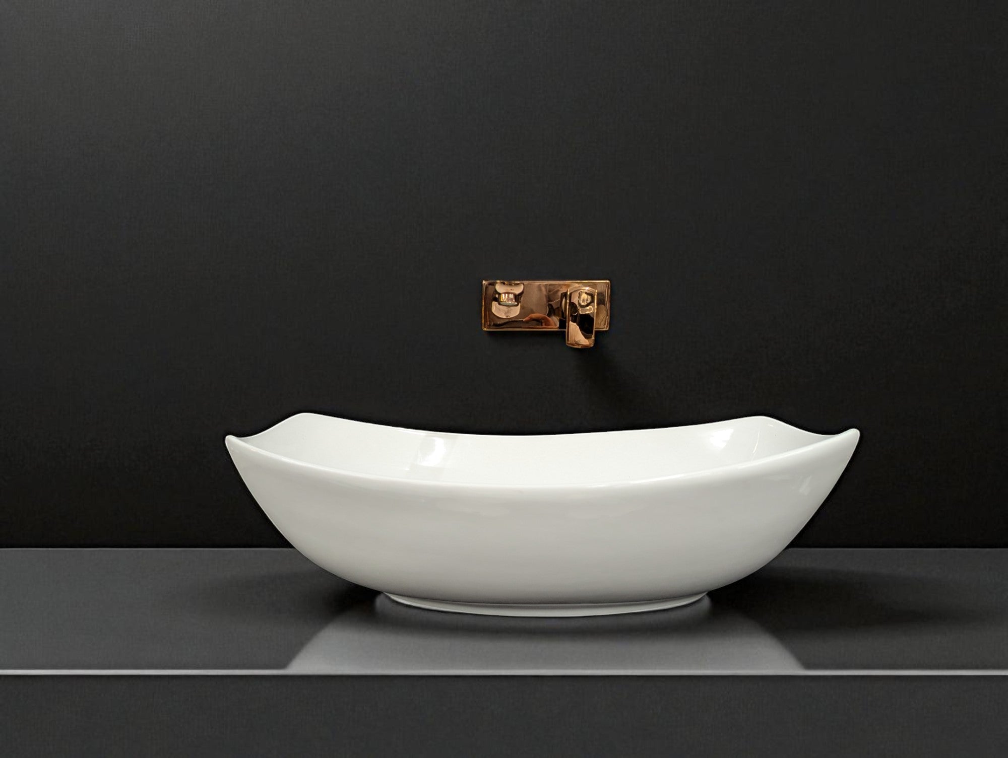 DELTA Premium Designer Ceramic Wash basin Finish (White) (22x15x5) Table Top Basin (Multicolor)