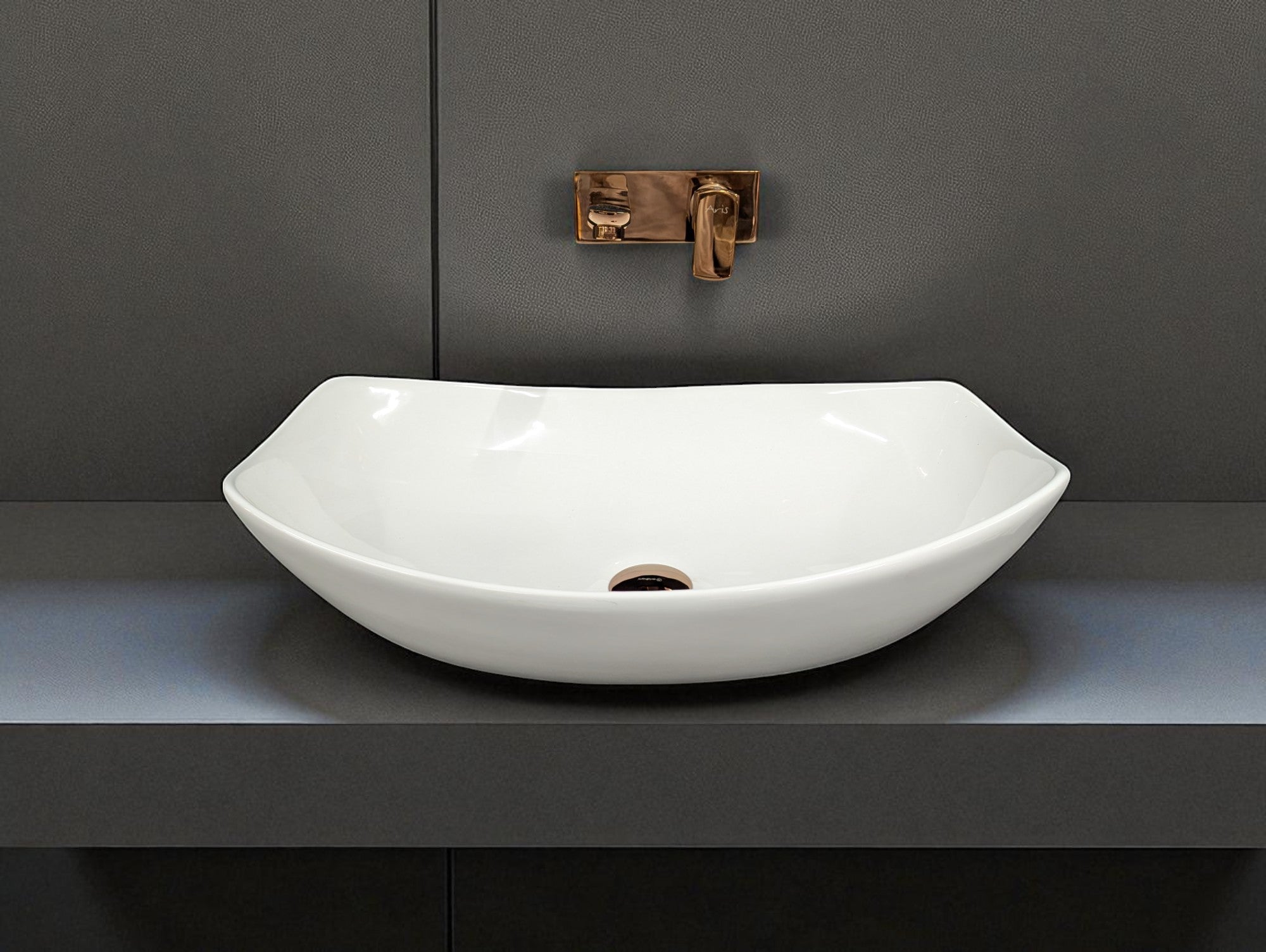 DELTA Premium Designer Ceramic Wash basin Finish (White) (22x15x5) Table Top Basin (Multicolor)