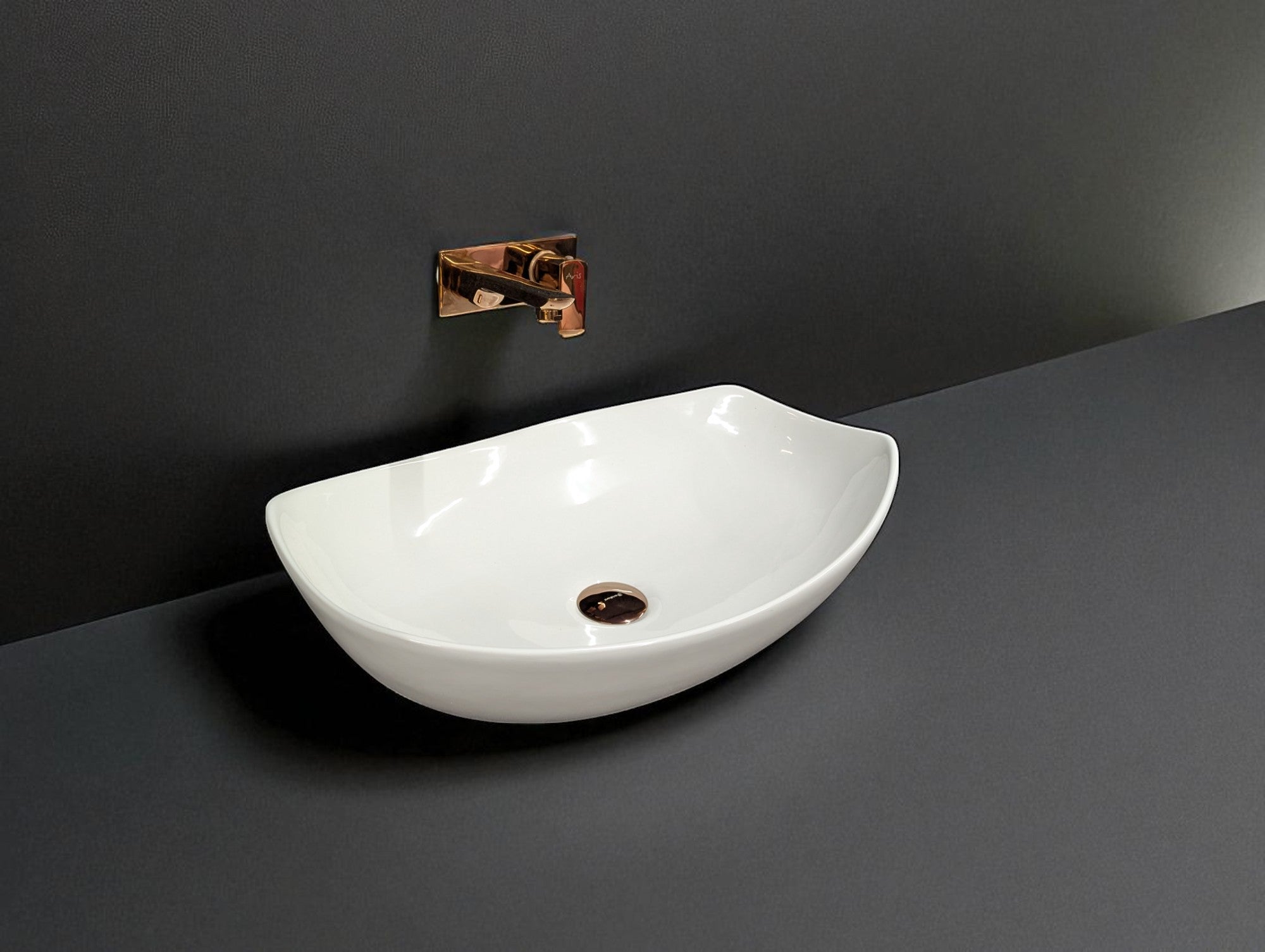 DELTA Premium Designer Ceramic Wash basin Finish (White) (22x15x5) Table Top Basin (Multicolor)