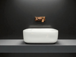 Delta Premium White Ceramic Wash Basin with Waste Pipe & Coupling set (16x12x6)(White) Table Top Basin  (White)