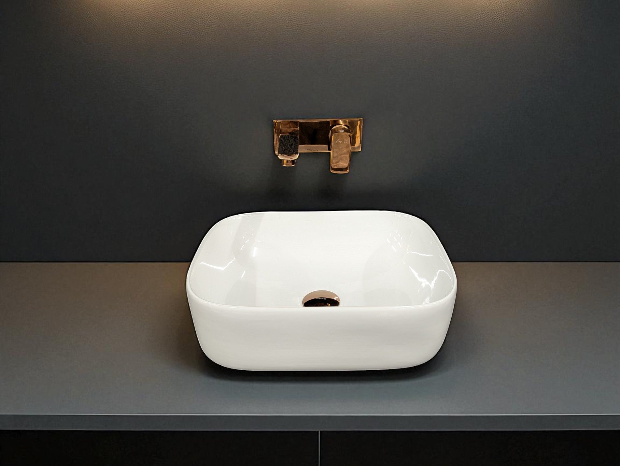 Delta Premium White Table Top Designer Wash Basin(White) (16*12*5)(White)
