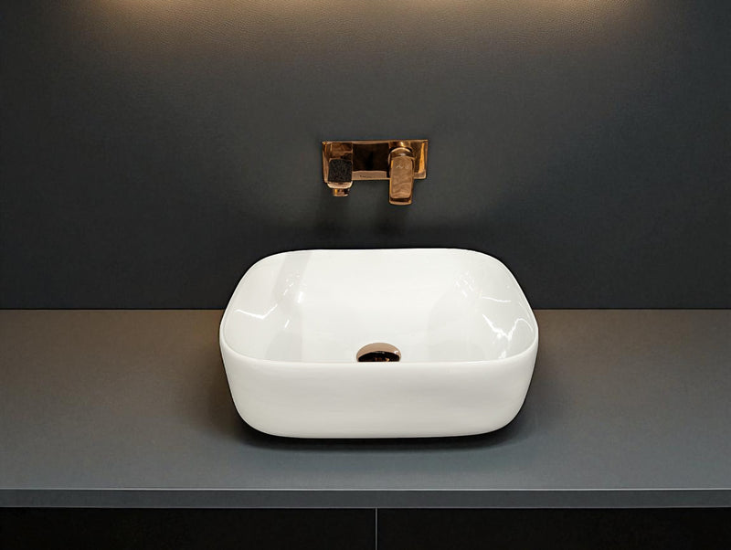 Delta Premium White Table Top Designer Wash Basin(White) (16*12*5)(White)