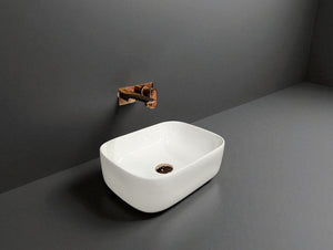 Delta Premium White Ceramic Wash Basin with Waste Pipe & Coupling set (16x12x6)(White) Table Top Basin  (White)
