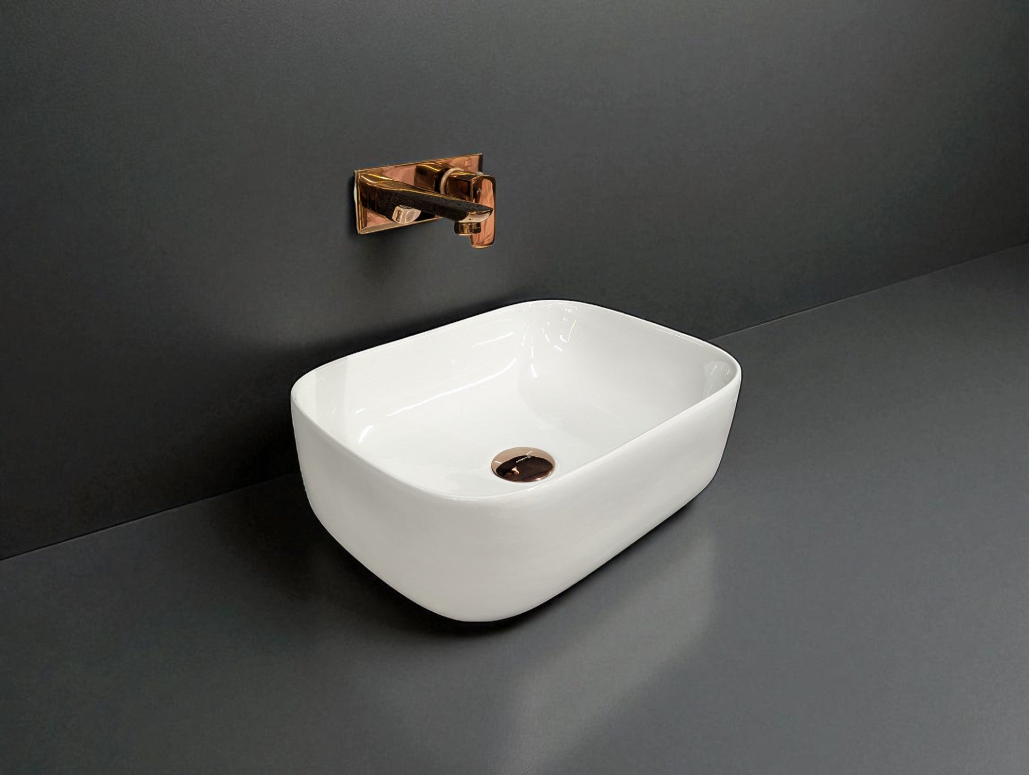 Delta Premium White Table Top Designer Wash Basin(White) (16*12*5)(White)