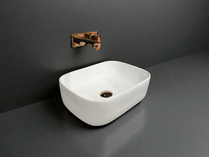 Delta Premium White Table Top Designer Wash Basin(White) (16*12*5)(White)