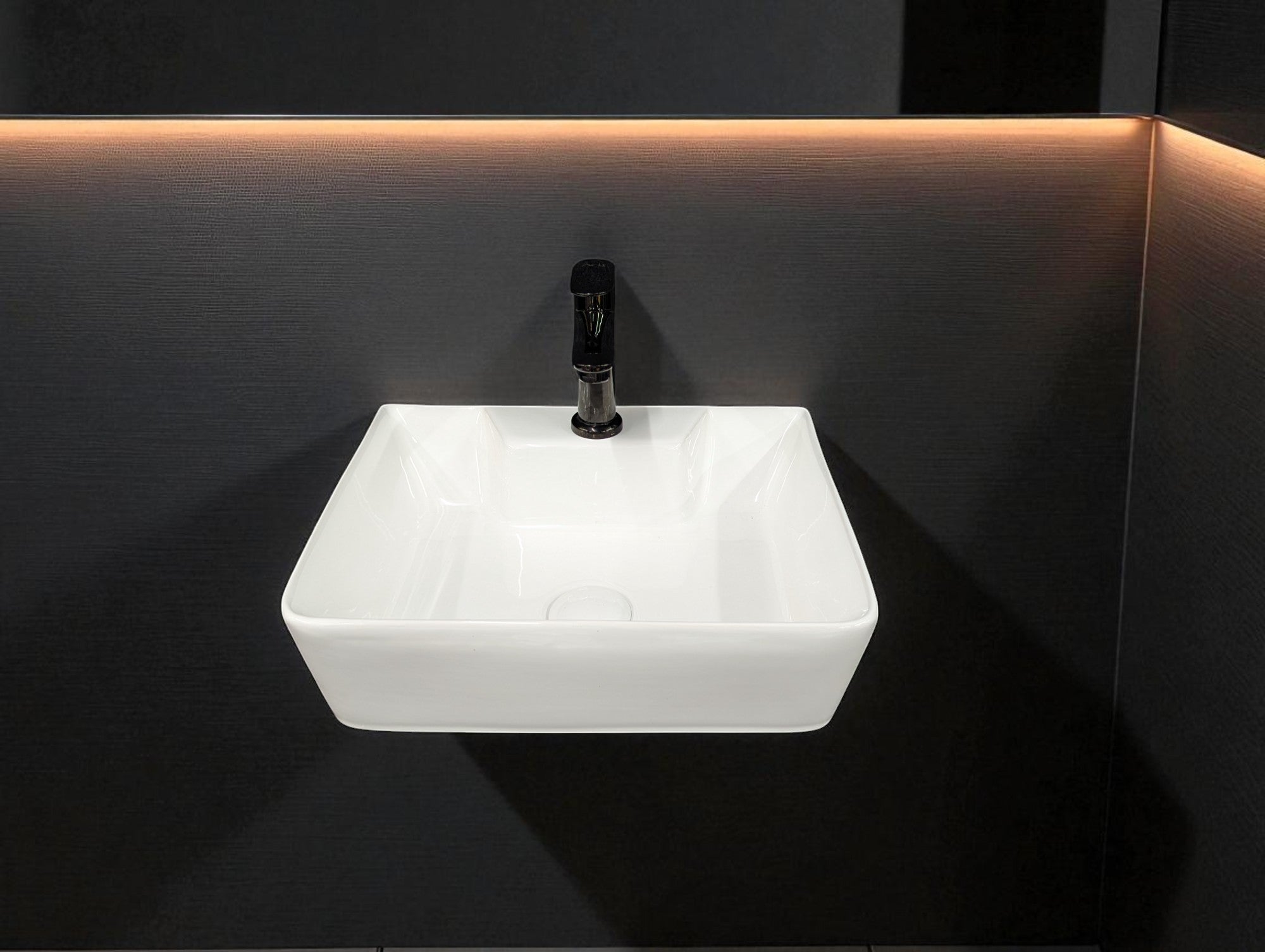 Delta 2 in 1 Table Top & Wall Mount Ceramic Wash Basin White(16*12*5) Wall Hung Basin (White)