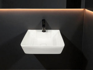 Delta 2 in 1 Table Top & Wall Mount Ceramic Wash Basin White(16*12*5) Wall Hung Basin (White)