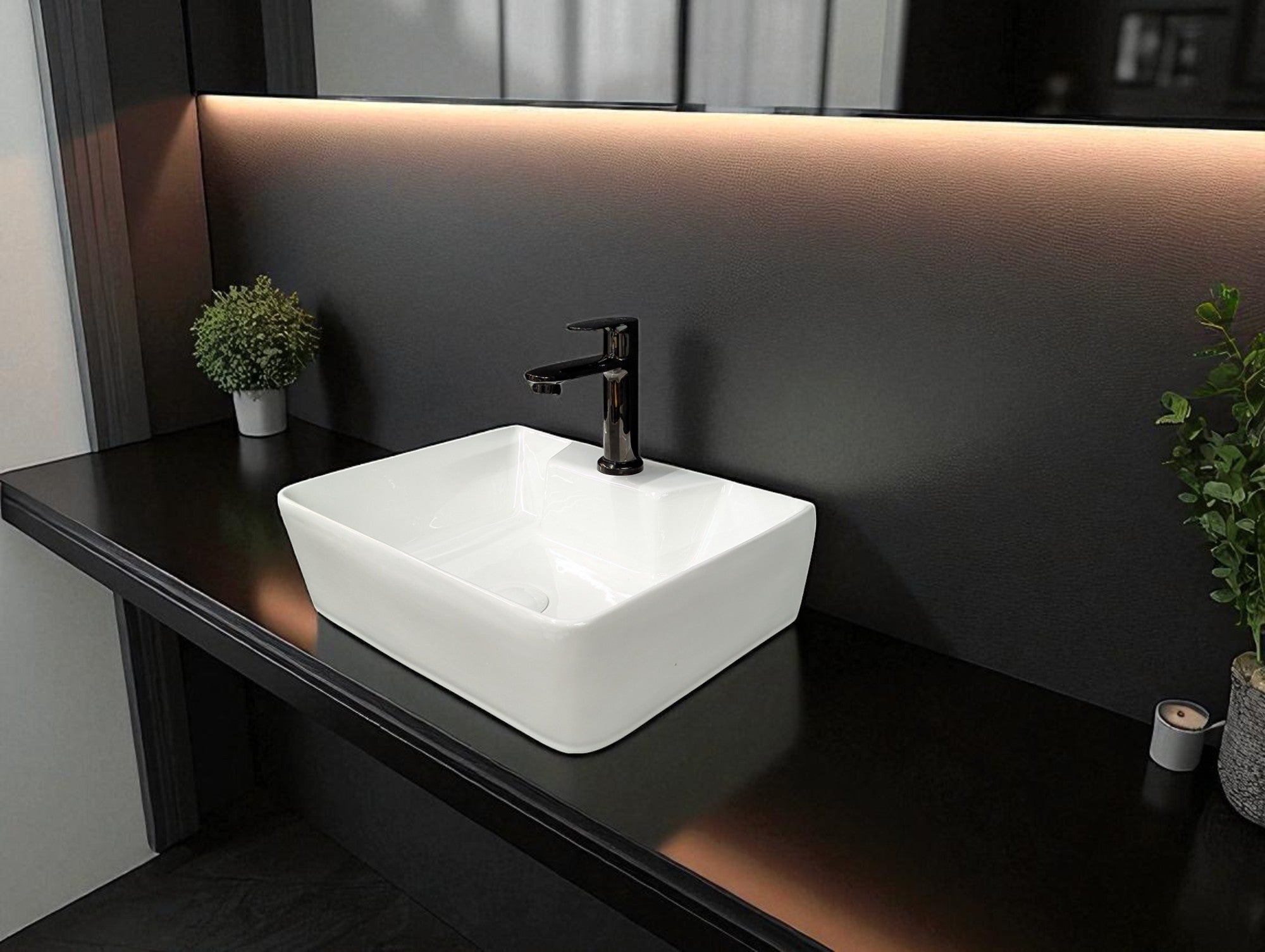 Delta 2 in 1 Table Top & Wall Mount Ceramic Wash Basin White(16*12*5) Wall Hung Basin (White)