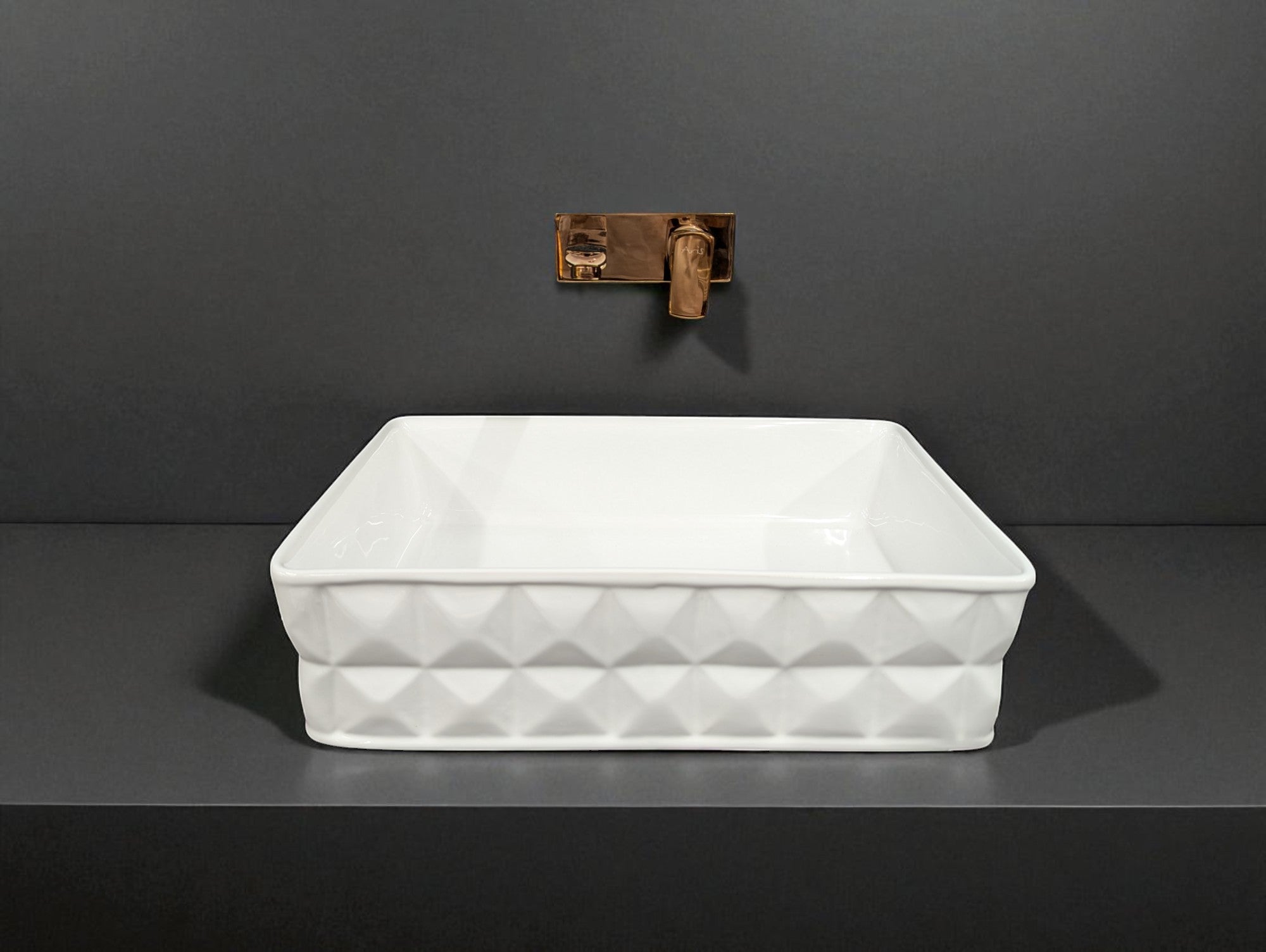 DELTA Premium White Designer Ceramic Wash basin Glossy Finish (White) (19x13x5) Table Top Basin (White)