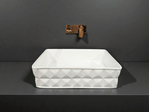 DELTA Premium White Designer Ceramic Wash basin Glossy Finish (White) (19x13x5) Table Top Basin (White)