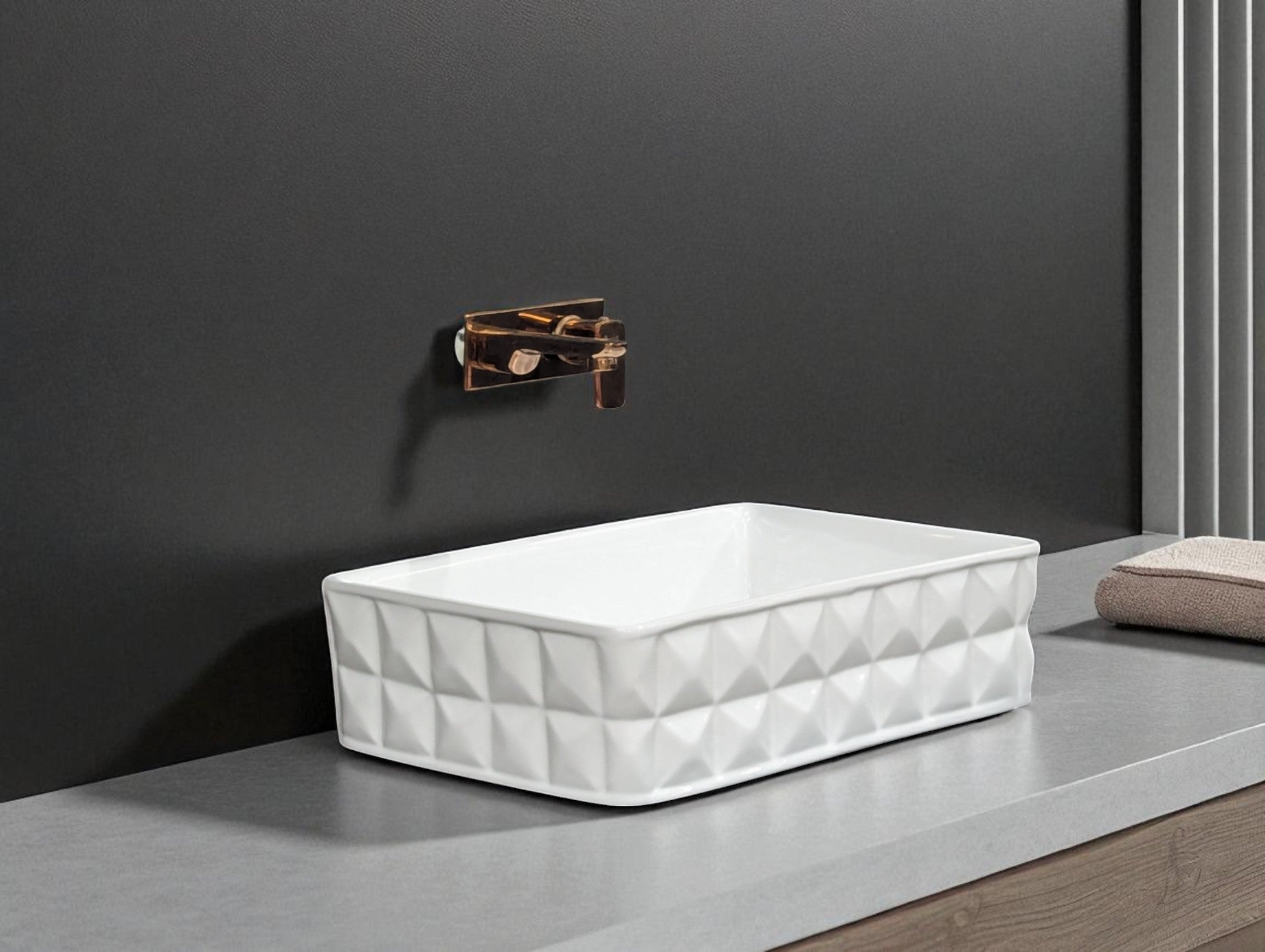 DELTA Premium White Designer Ceramic Wash basin Glossy Finish (White) (19x13x5) Table Top Basin (White)