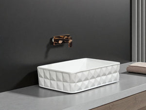 DELTA Premium White Designer Ceramic Wash basin Glossy Finish (White) (19x13x5) Table Top Basin (White)