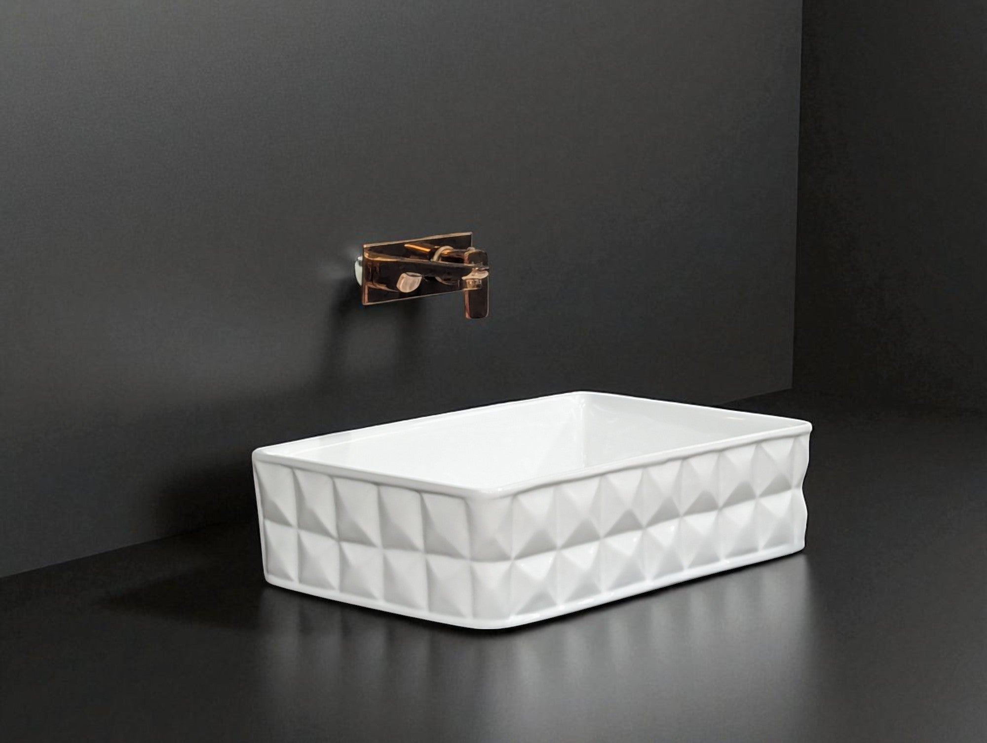 DELTA Premium White Designer Ceramic Wash basin Glossy Finish (White) (19x13x5) Table Top Basin (White)