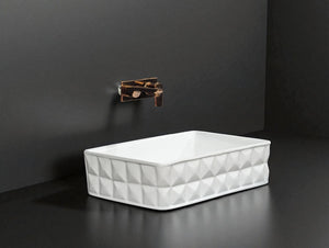 DELTA Premium White Designer Ceramic Wash basin Glossy Finish (White) (19x13x5) Table Top Basin (White)