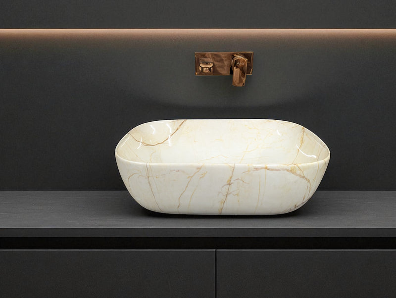 DELTA Table Top Premium Designer Ceramic Wash Basin(0040) (18x13x5)(0040) Table Top Basin (White)