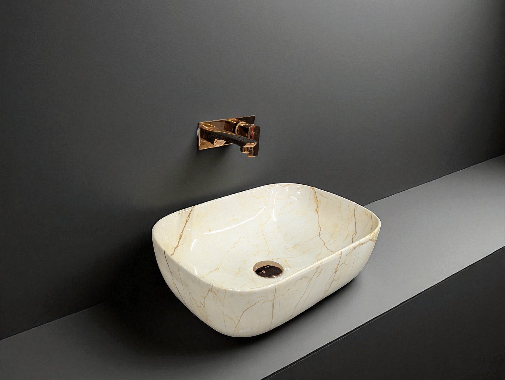 DELTA Table Top Premium Designer Ceramic Wash Basin(0040) (18x13x5)(0040) Table Top Basin (White)
