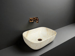 DELTA Table Top Premium Designer Ceramic Wash Basin(0040) (18x13x5)(0040) Table Top Basin (White)