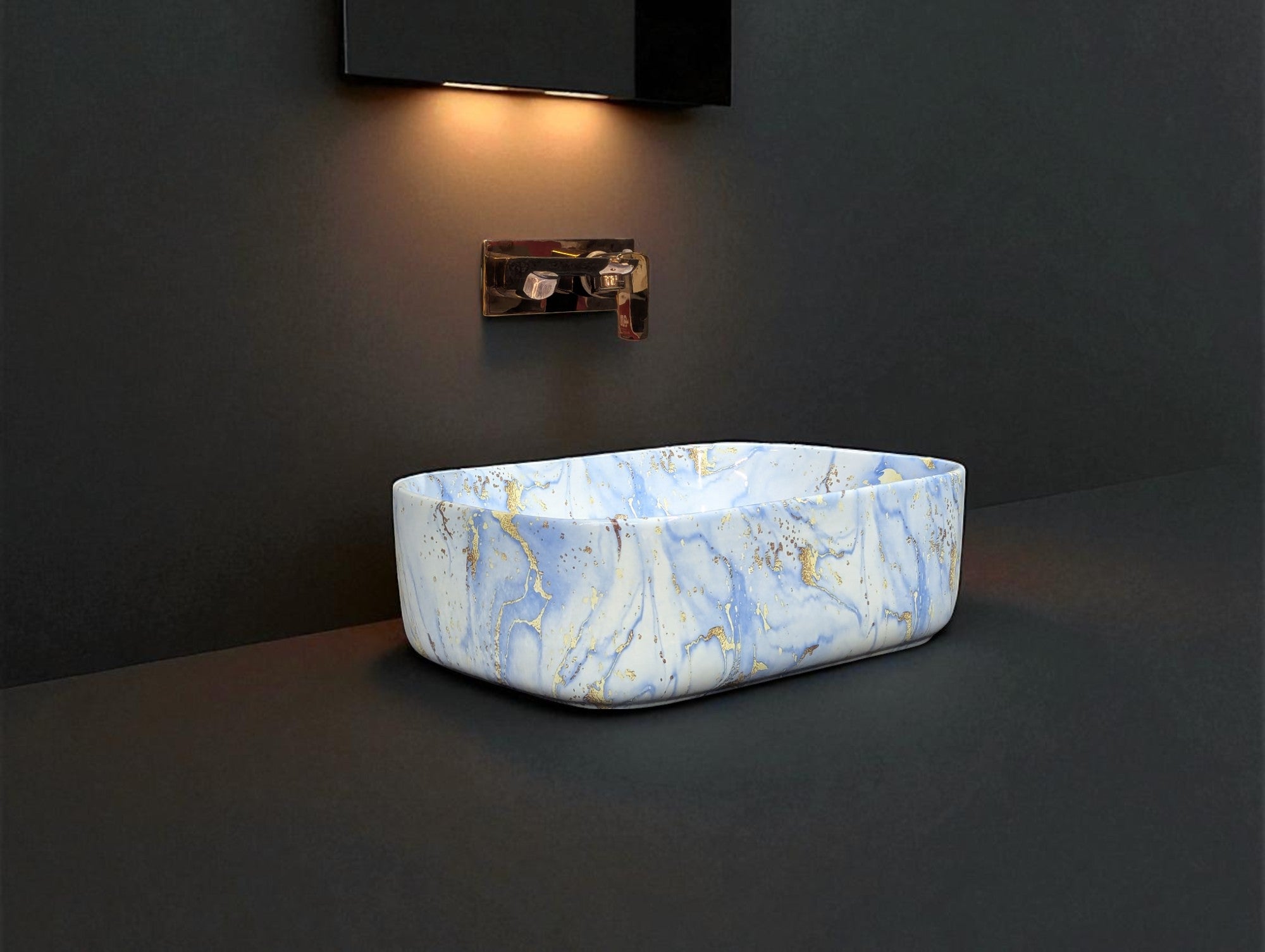 Delta Premium Table Top Designer Wash Basin(M61) (16*12*5)(Multicolor)