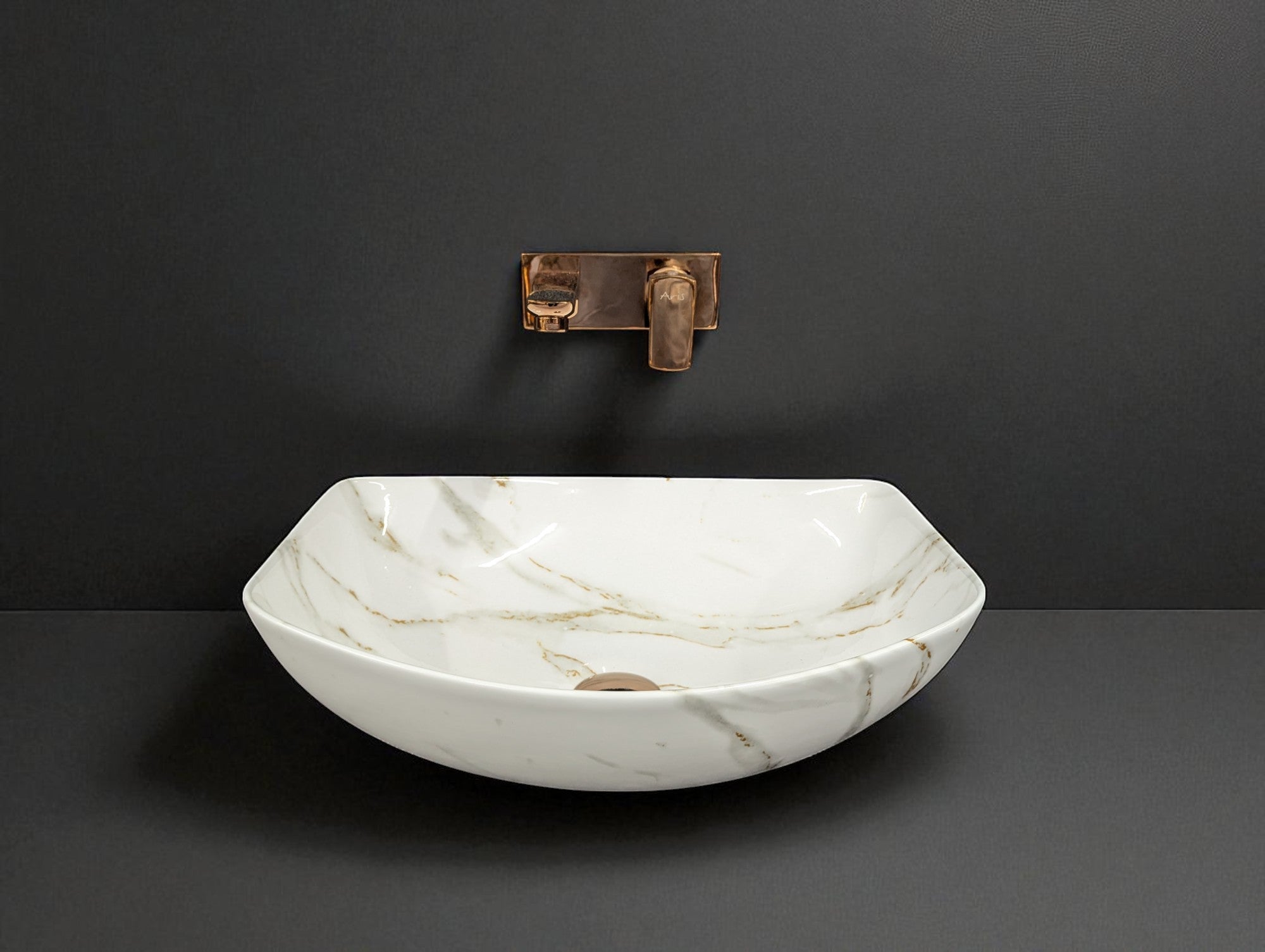 DELTA Premium Designer Ceramic Wash basin Matt Finish (M34) (18x13x5) Table Top Basin (Multicolor)