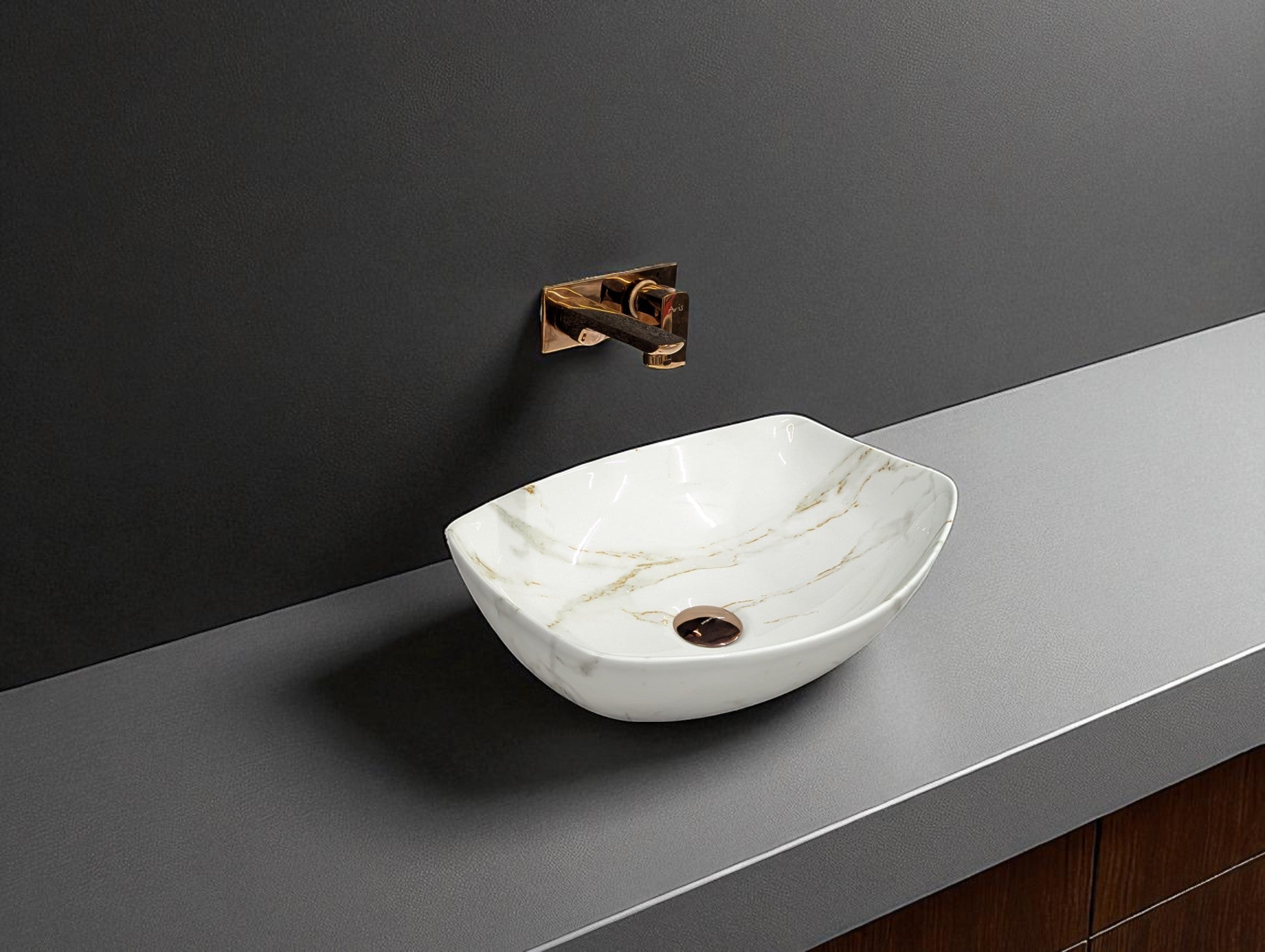 DELTA Premium Designer Ceramic Wash basin Matt Finish (M34) (18x13x5) Table Top Basin (Multicolor)
