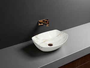 DELTA Premium Designer Ceramic Wash basin Matt Finish (M34) (18x13x5) Table Top Basin (Multicolor)
