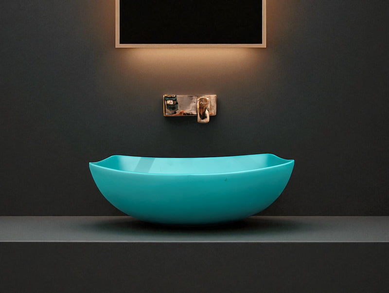 DELTA Premium Designer Ceramic Wash basin Matt Finish (Green) (18x13x5) Table Top Basin (Multicolor)