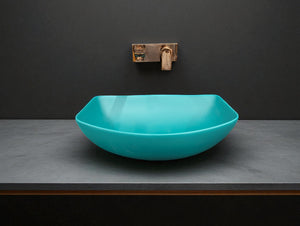 DELTA Premium Designer Ceramic Wash basin Matt Finish (Green) (18x13x5) Table Top Basin (Multicolor)