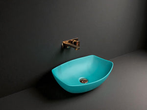 DELTA Premium Designer Ceramic Wash basin Matt Finish (Green) (18x13x5) Table Top Basin (Multicolor)