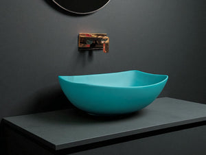 DELTA Premium Designer Ceramic Wash basin Matt Finish (Green) (18x13x5) Table Top Basin (Multicolor)