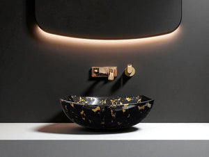 DELTA Premium Designer Ceramic Wash basin Finish (M24) (18x13x5) Table Top Basin (Multicolor)