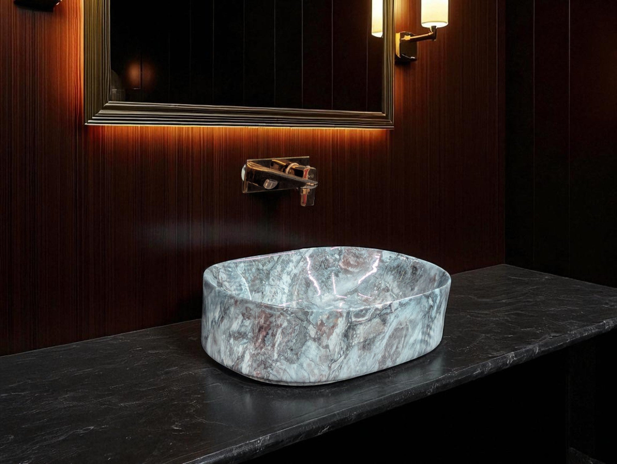 DELTA Premium Designer Ceramic Wash basin Glossy Finish (M-16) (19.5x13x5) Table Top Basin (M-16)