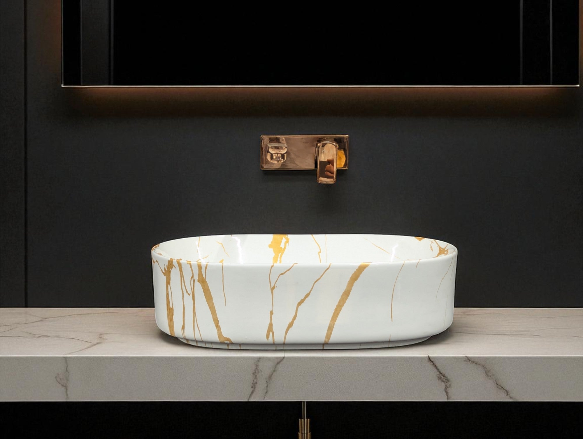 DELTA Premium Designer Ceramic Wash basin Glossy Finish (M-51) (19x13x5) Table Top Basin (M-51)