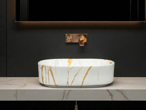 DELTA Premium Designer Ceramic Wash basin Glossy Finish (M-51) (19x13x5) Table Top Basin (M-51)
