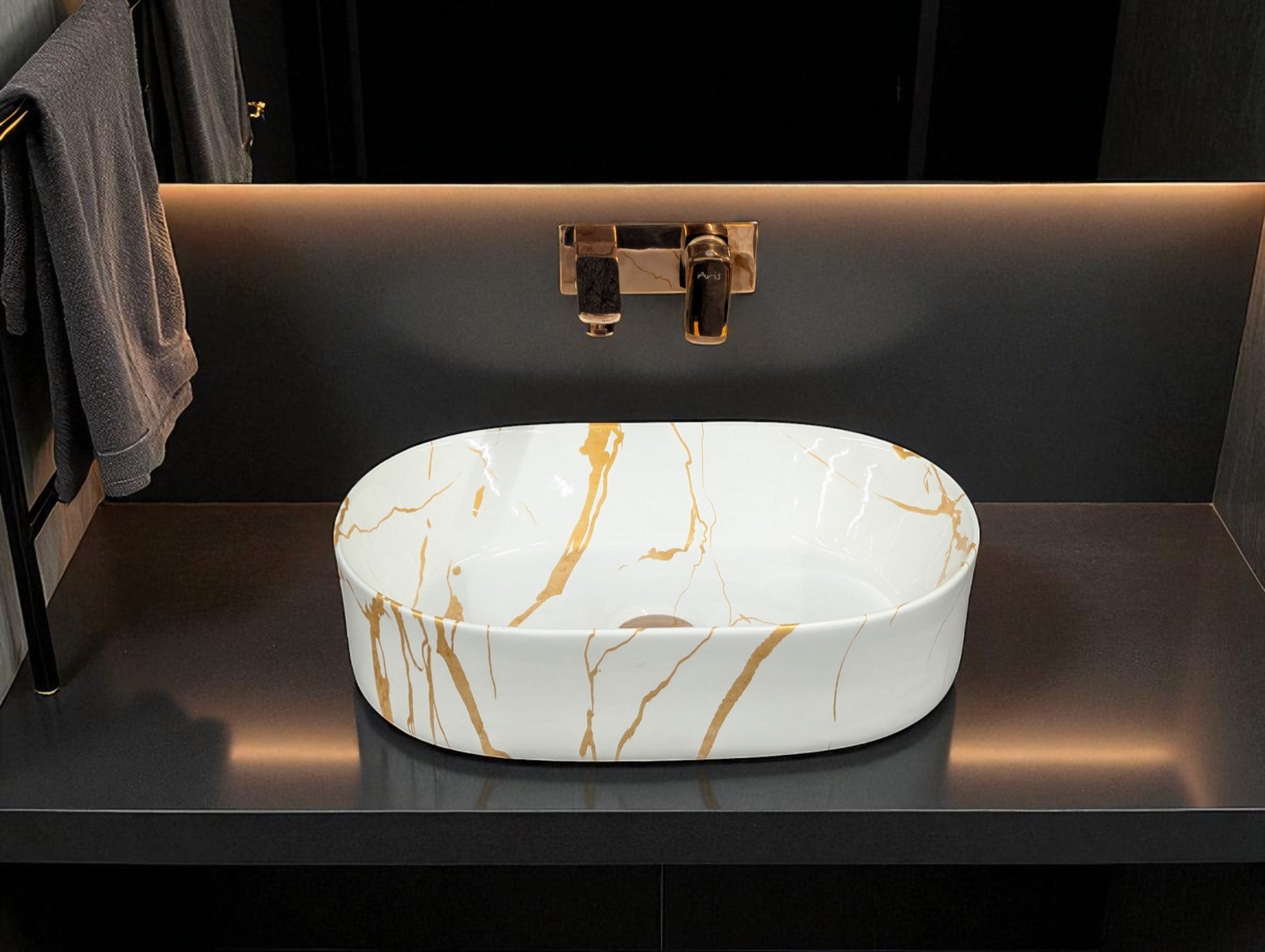 DELTA Premium Designer Ceramic Wash basin Glossy Finish (M-51) (19x13x5) Table Top Basin (M-51)