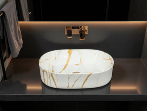 DELTA Premium Designer Ceramic Wash basin Glossy Finish (M-51) (19x13x5) Table Top Basin (M-51)