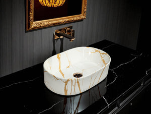 DELTA Premium Designer Ceramic Wash basin Glossy Finish (M-51) (19x13x5) Table Top Basin (M-51)