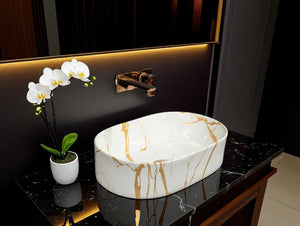 DELTA Premium Designer Ceramic Wash basin Glossy Finish (M-51) (19x13x5) Table Top Basin (M-51)