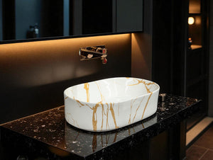 DELTA Premium Designer Ceramic Wash basin Glossy Finish (M-51) (19x13x5) Table Top Basin (M-51)