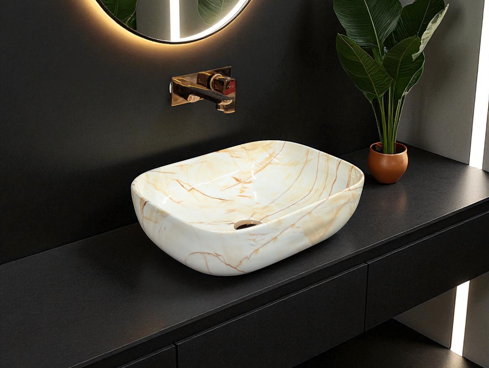 DELTA Premium Designer Ceramic Wash Basin Matt (18*13*5)(M-63) Table Top Basin